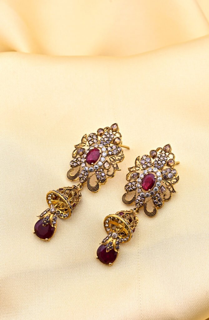 Mini Ruby Gold Earring Design